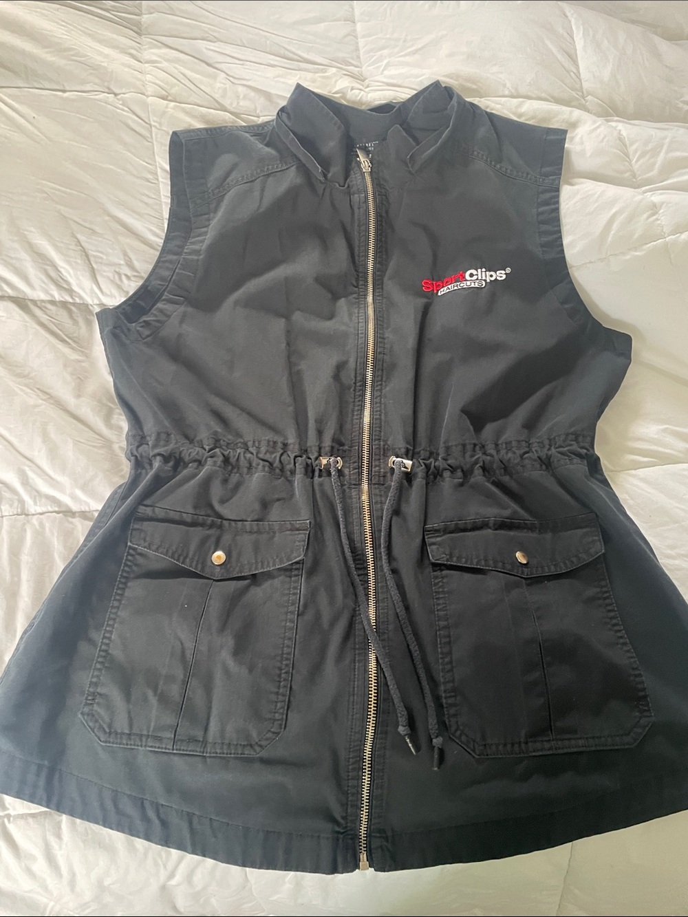 sportsclips Black Sleeveless Zip-Front Utility Jacket